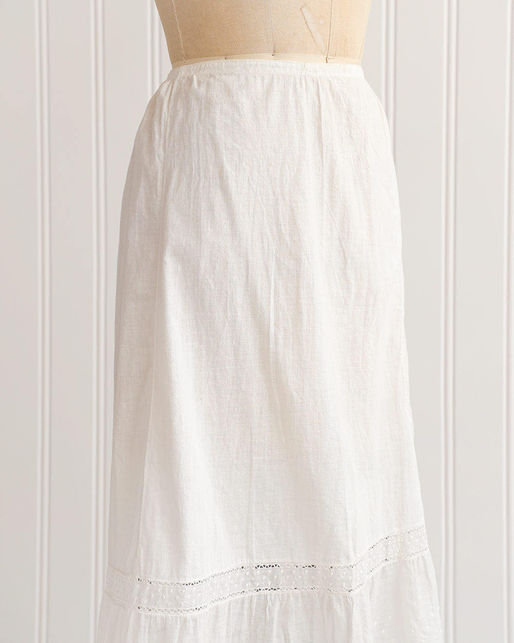 1910s White Cotton Lace Panel Petticoat