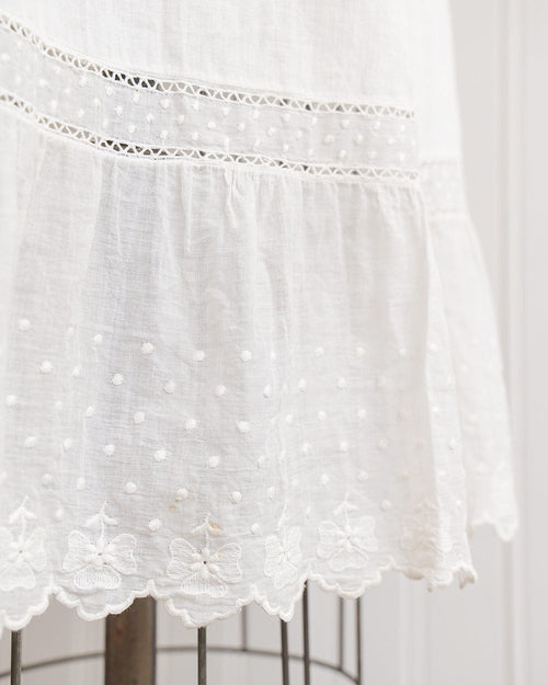 1910s White Cotton Lace Panel Petticoat