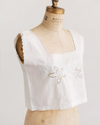 Edwardiaanse katoenen top met broderie anglaise