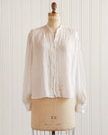 1920s White Cotton Pintuck Embroidered Blouse