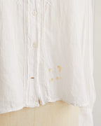 Witte katoenen blouse met plooitjes en borduurwerk uit de jaren 1920