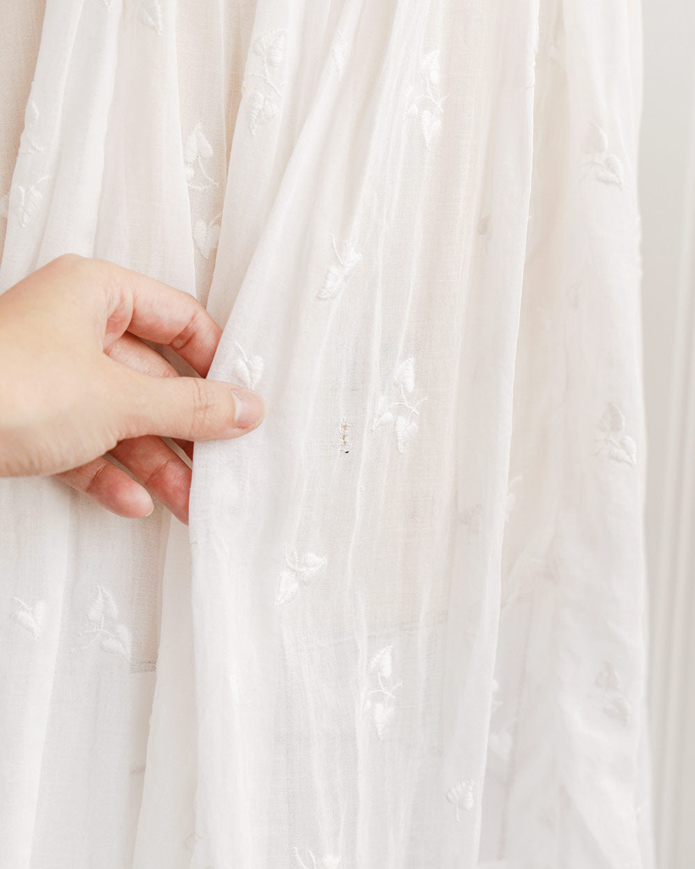 1930s White Cotton Voile Embroidered Dress