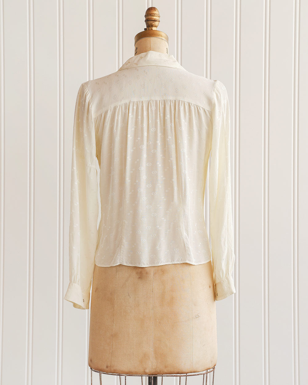 1940s Cream Rayon Brocade Blouse