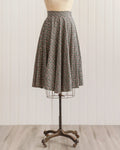 1950s Black Floral Print A-Line Skirt