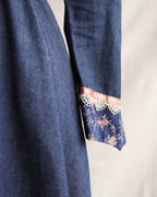 Donkerdenim jurk in prairie-stijl uit de jaren 1970