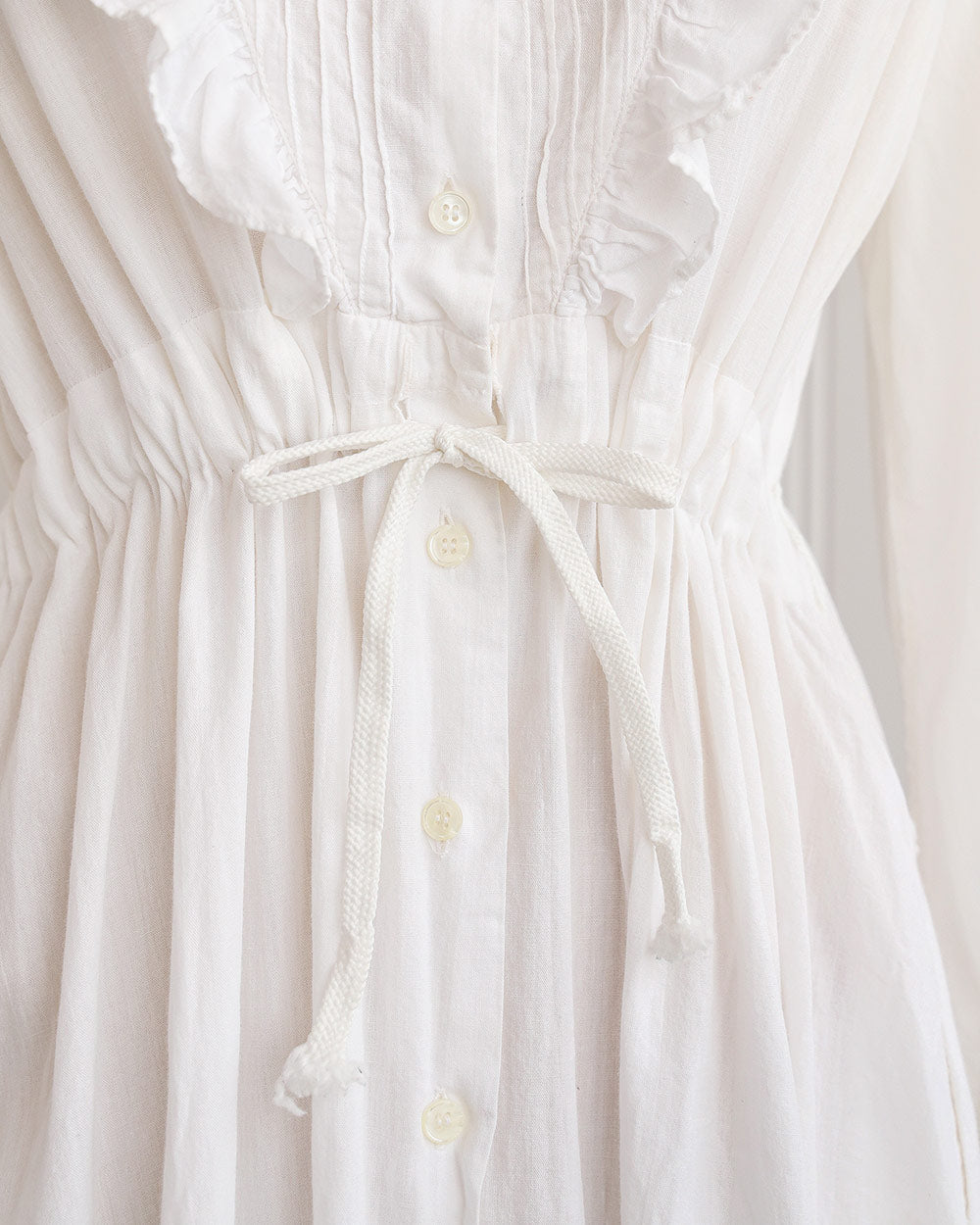 1970s White Cotton Prairie Maxi Dress