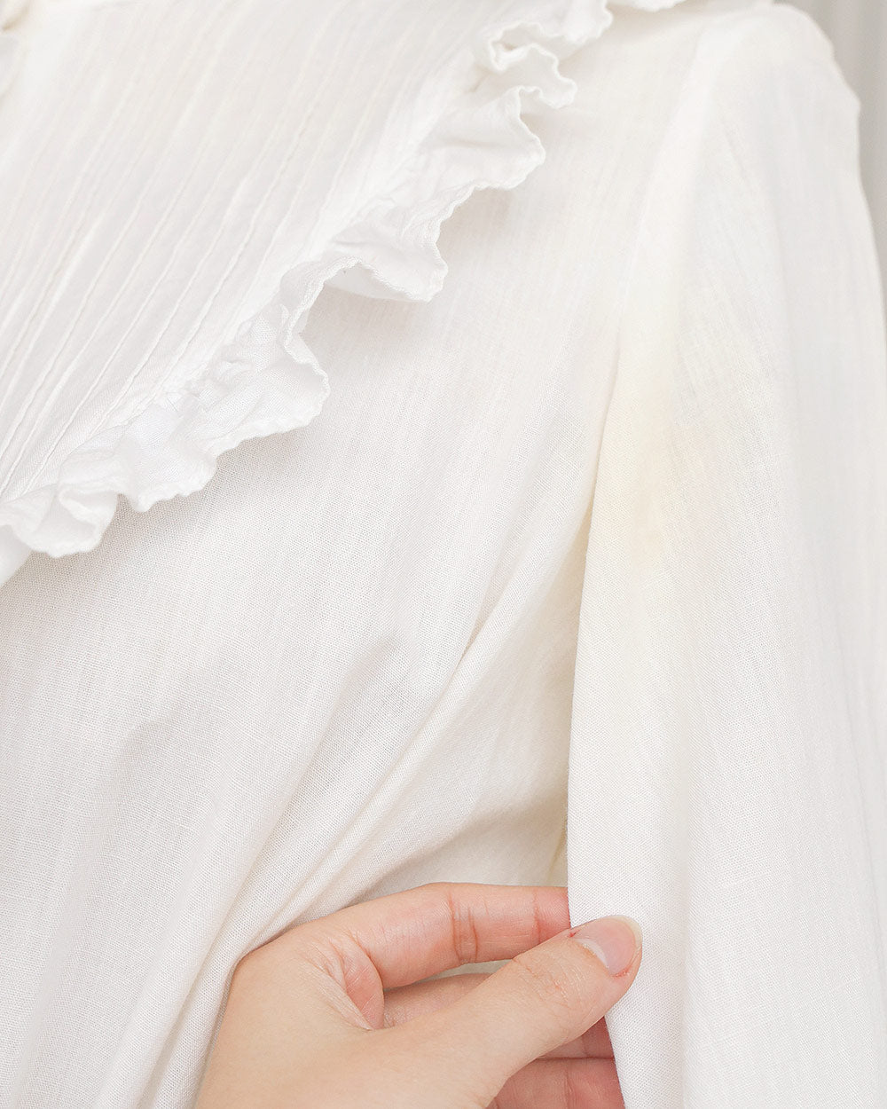 1970s White Cotton Prairie Maxi Dress
