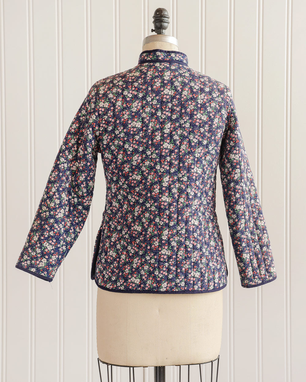 1980s Navy Floral Quilted Jacket