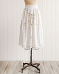 1980s White Cotton Pleated Midi Skirt