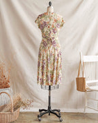 Rayonjurk met overslagtaille en bloemenprint uit de jaren 1990