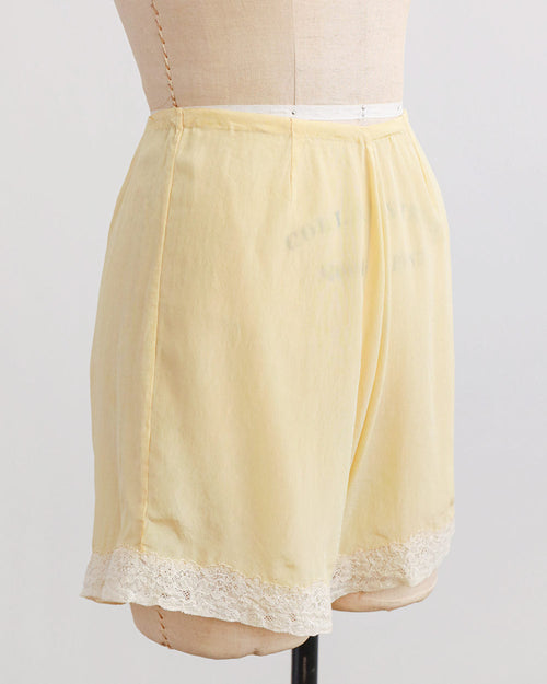 1930s Butter Yellow Silk Tap Shorts