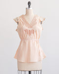 1930s Peachy Pink Silk Lace Insert Top