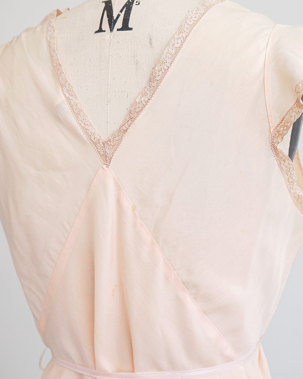1930s Peachy Pink Silk Lace Insert Top