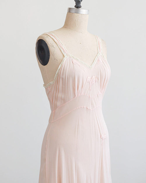 1930s Blush Pink Silk Slip Dress