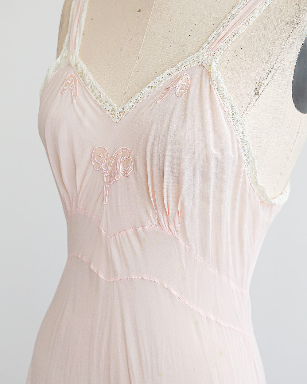 1930s Blush Pink Silk Slip Dress