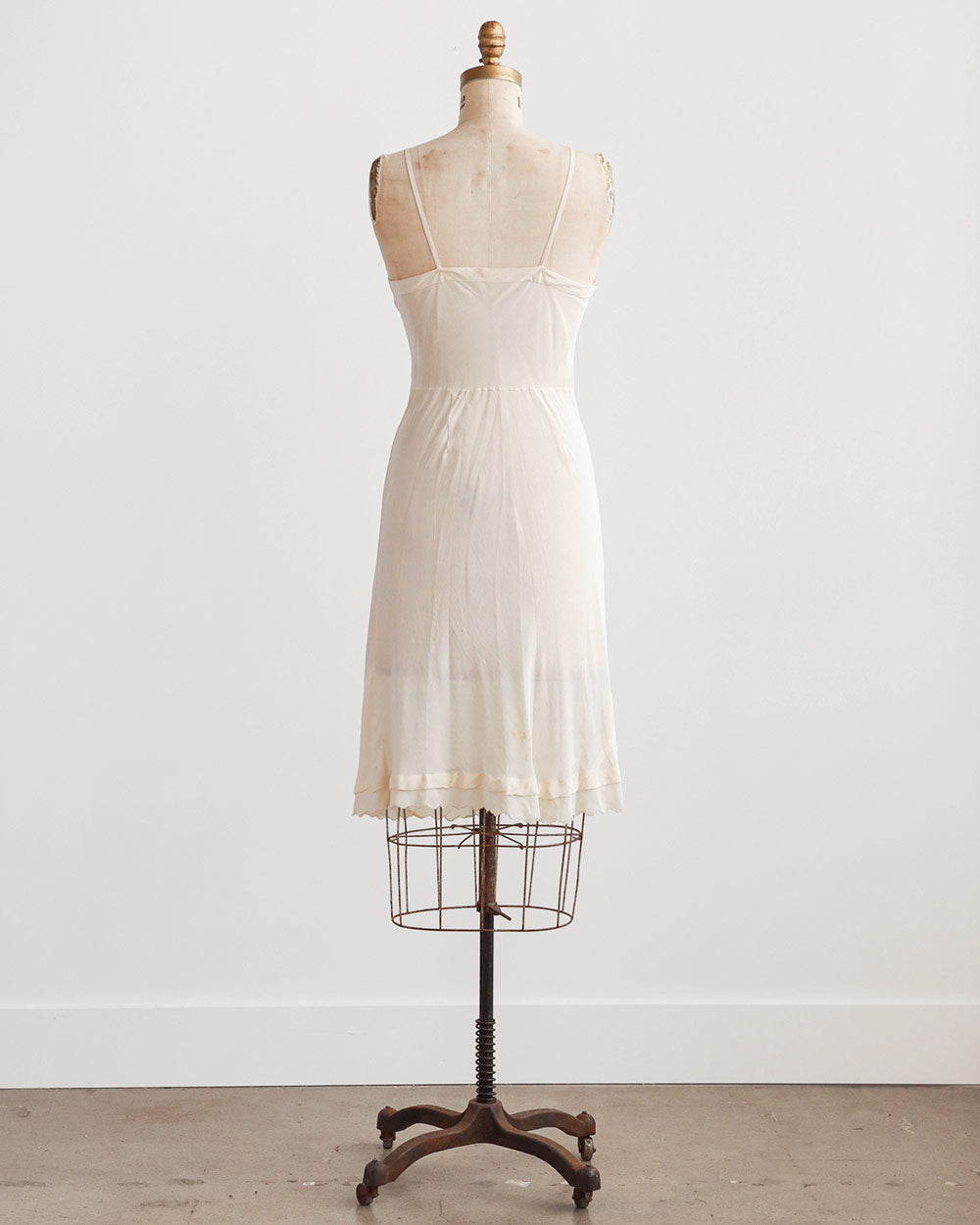 1940s Silk Embroidered Bias-Cut Slip