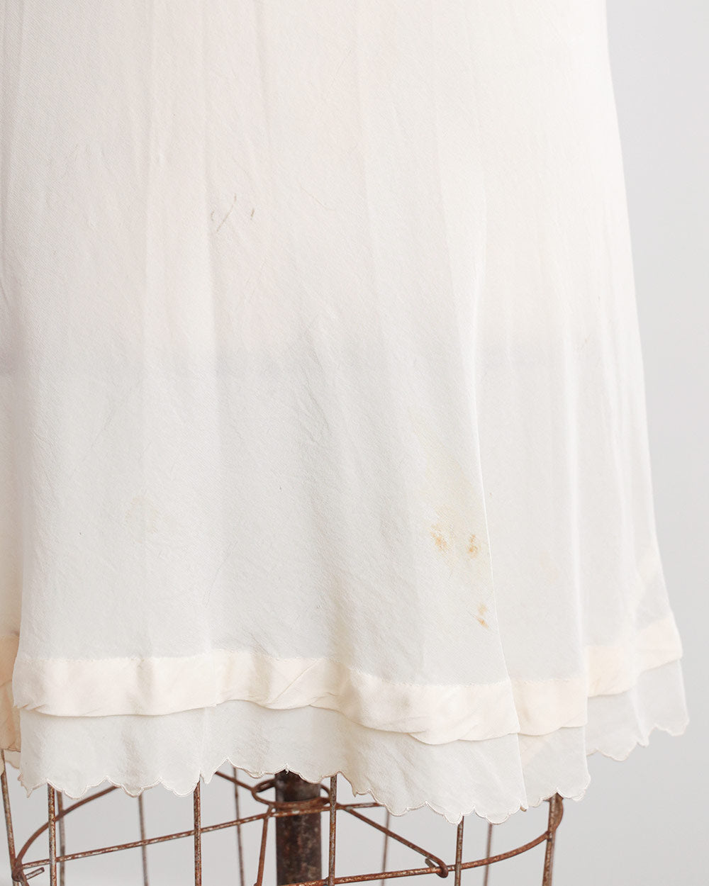 1940s Silk Embroidered Bias-Cut Slip