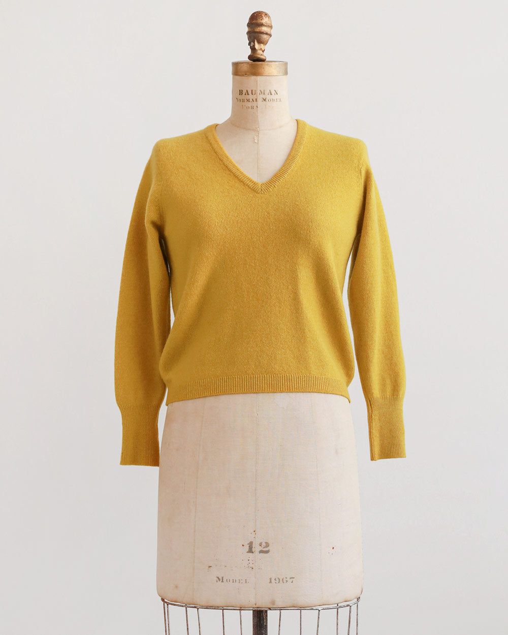 1960s Mustard Yellow Cashmere V-Neck Sweater