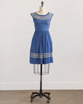 1950s Blue Polka Dot Lace Trim Dress