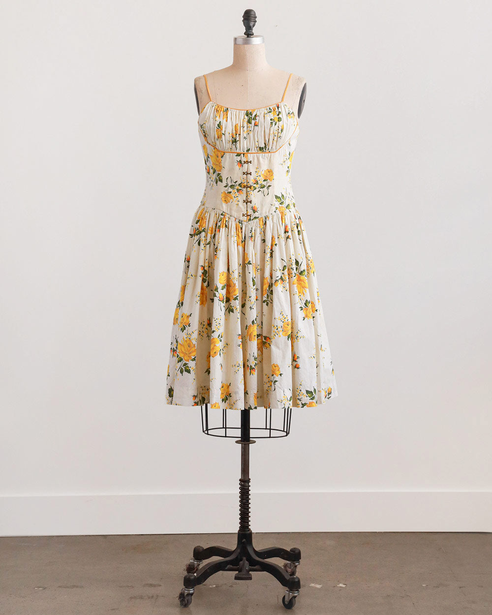 1950s Yellow Floral Cotton Sundress