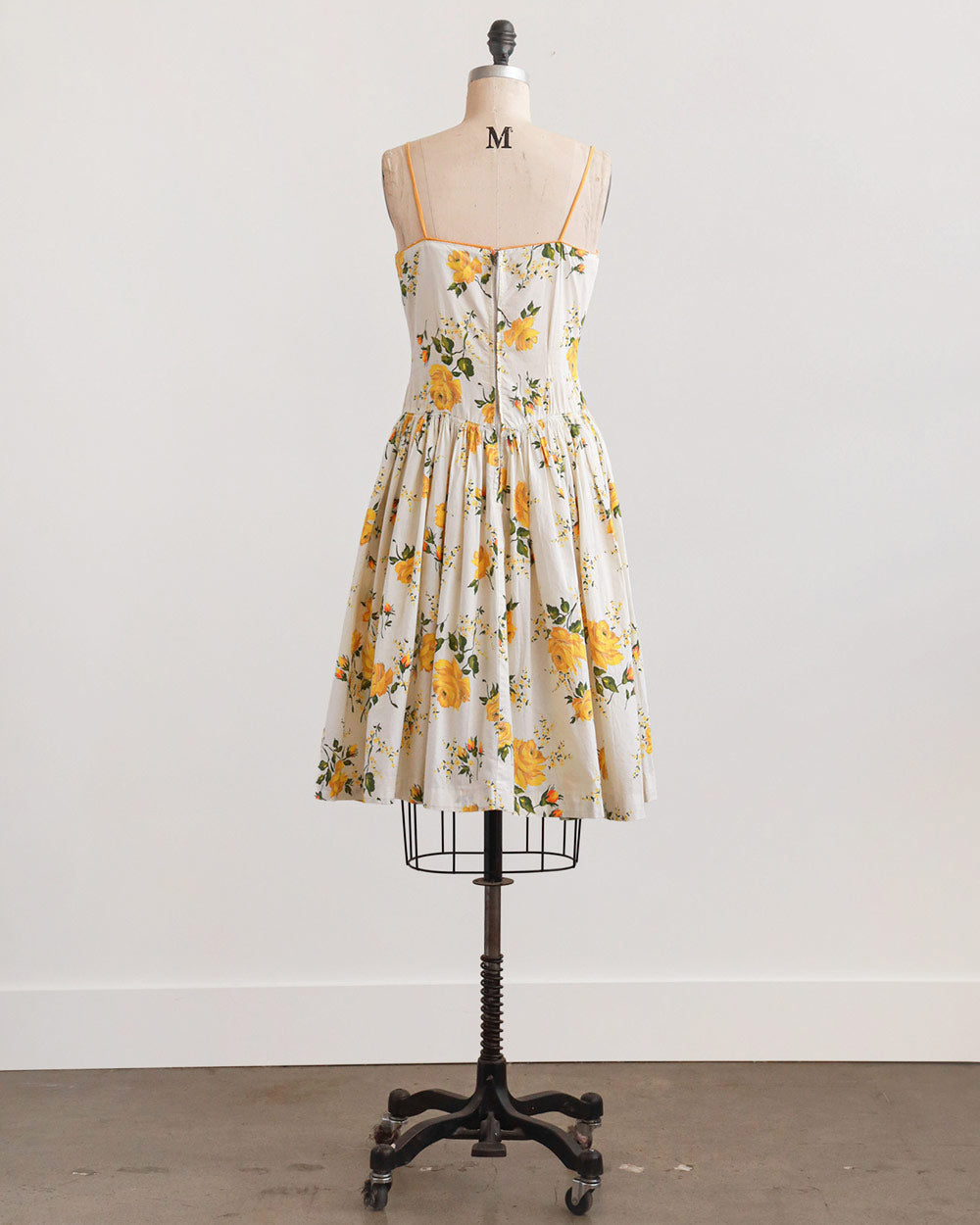 1950s Yellow Floral Cotton Sundress