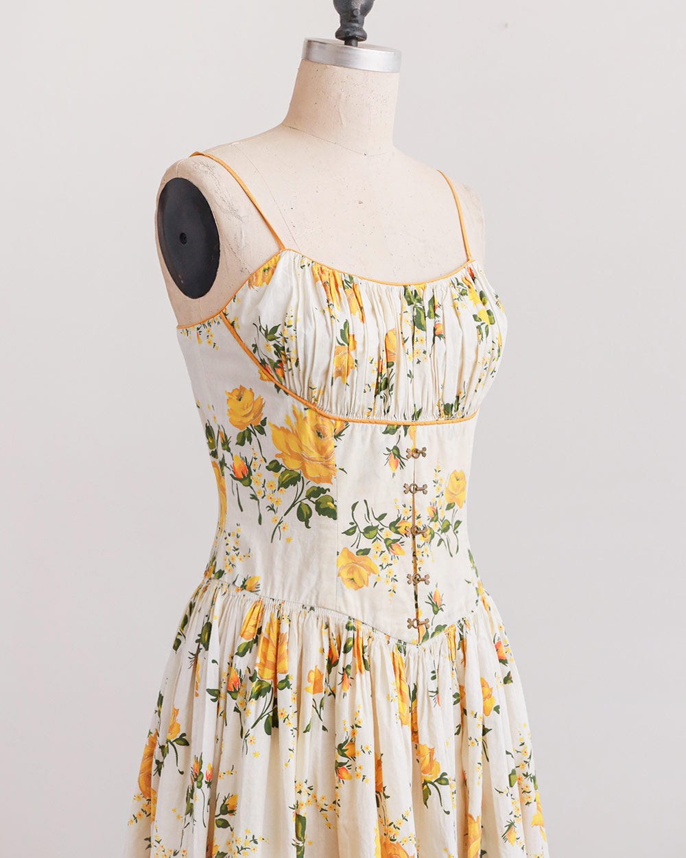 1950s Yellow Floral Cotton Sundress