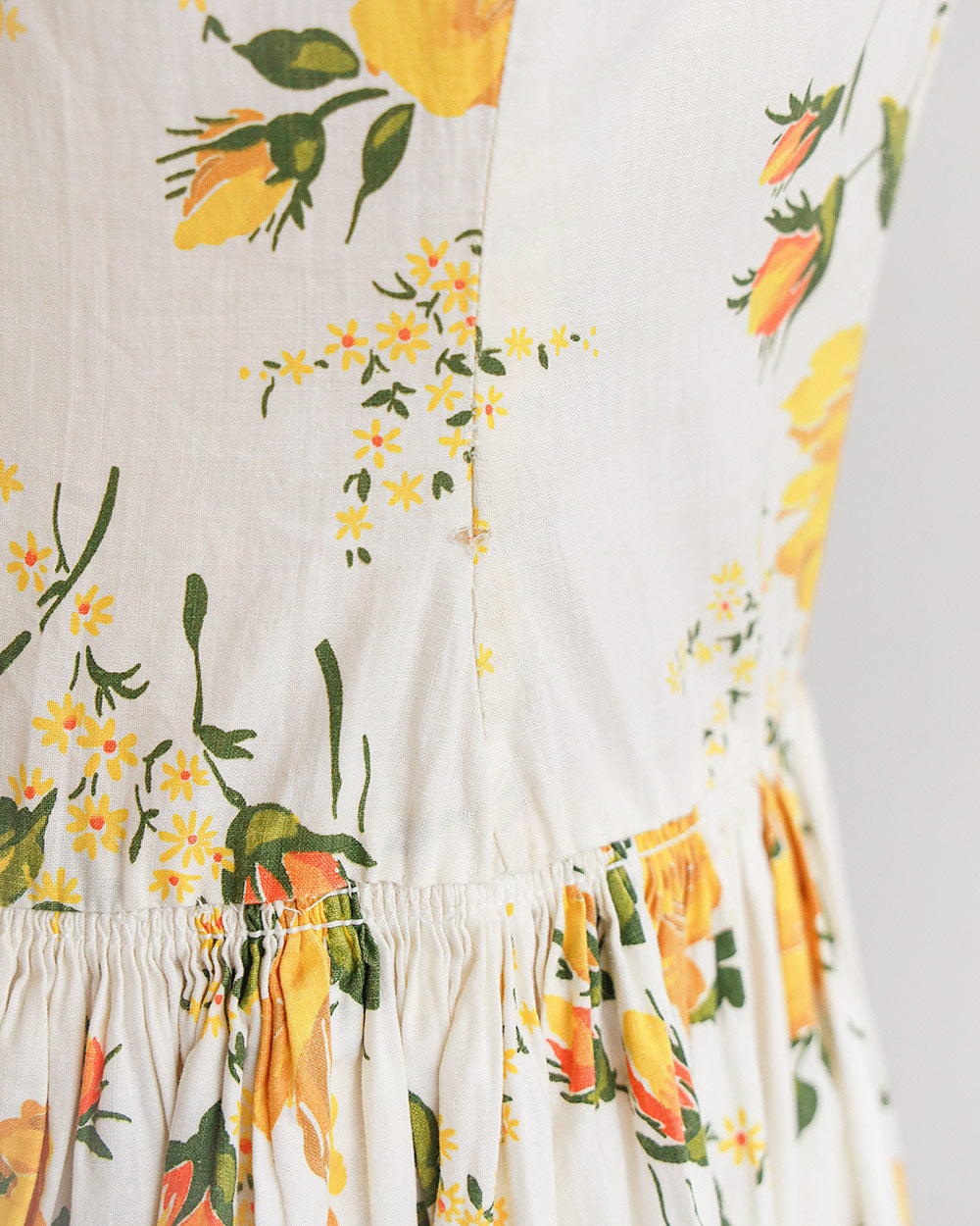 1950s Yellow Floral Cotton Sundress