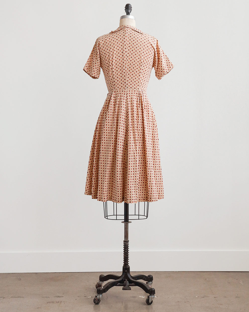 1960s Rust Geo Print Cotton Day Dress