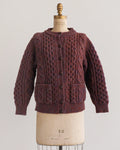 1960s Burgundy Cable Knit Wool Cardigan