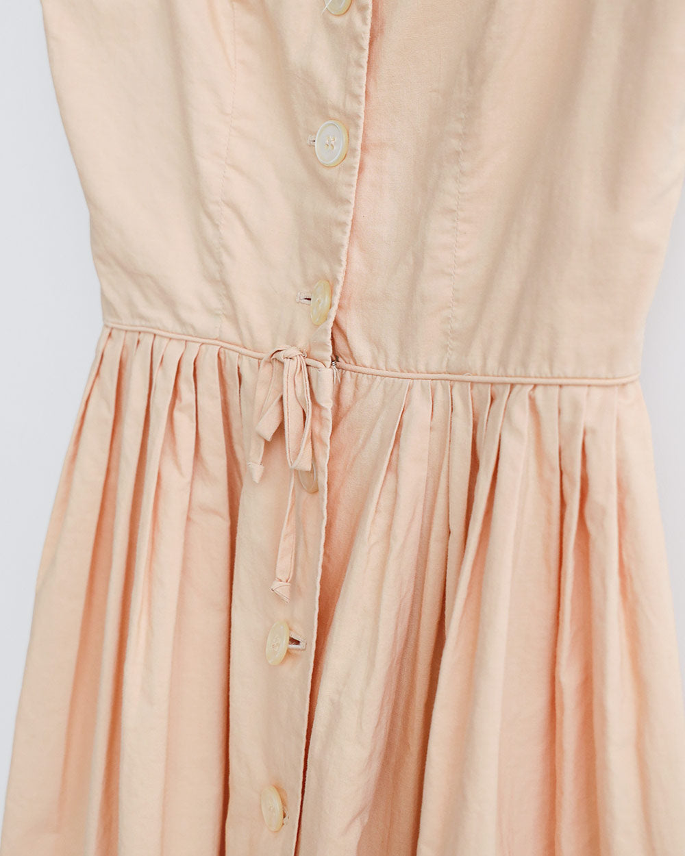 1960s Peach Cotton Button-Down Sundress