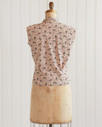 Rode mouwloze top met paisleyprint uit de jaren 1960