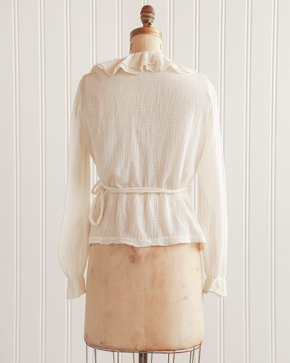Ivory Gauze Ruffle Wrap Top