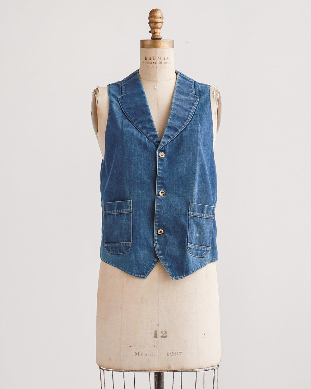 1970s Dark Wash Denim Vest