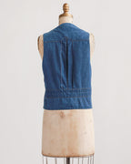 Donkerblauw denimvest uit de jaren 1970