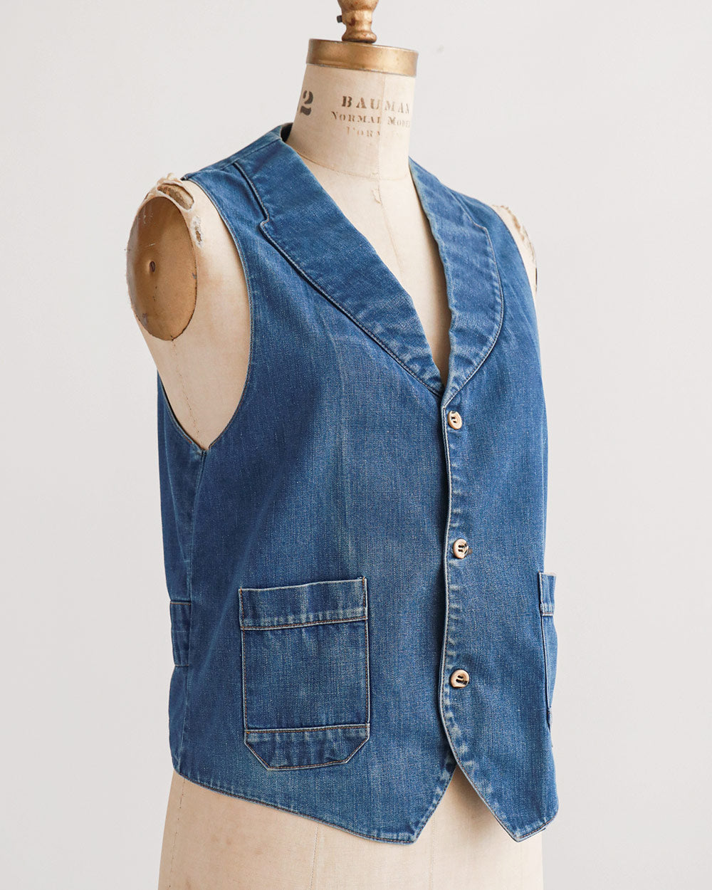 1970s Dark Wash Denim Vest