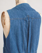 Donkerblauw denimvest uit de jaren 1970