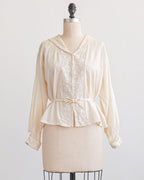 Edwardiaanse katoenen blouse met plooitjes
