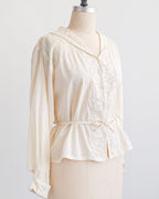 Edwardiaanse katoenen blouse met plooitjes