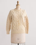 1970s Cream Cable Knit Wool Sweater
