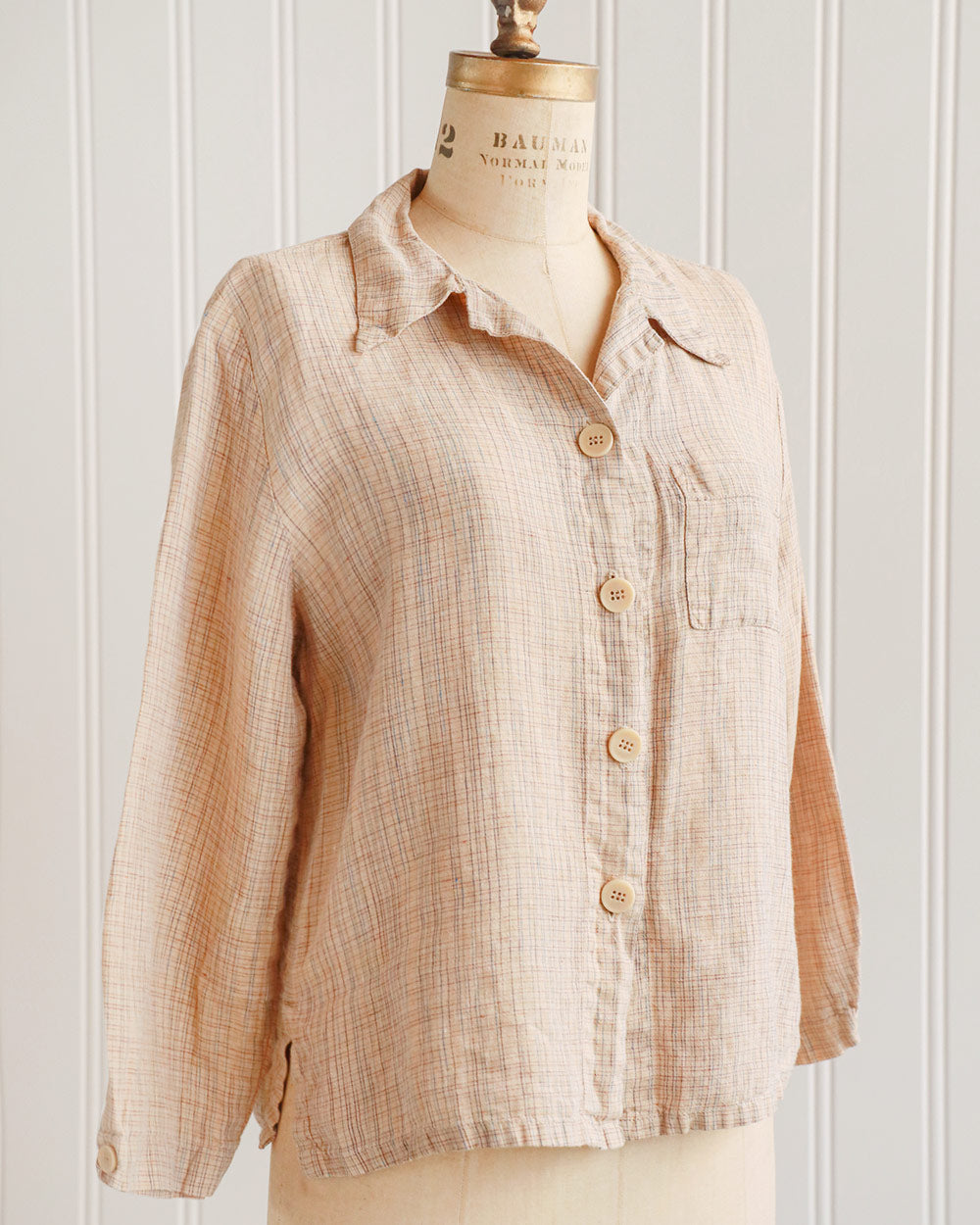 1970s Tan Plaid Cotton Button-Down Shirt