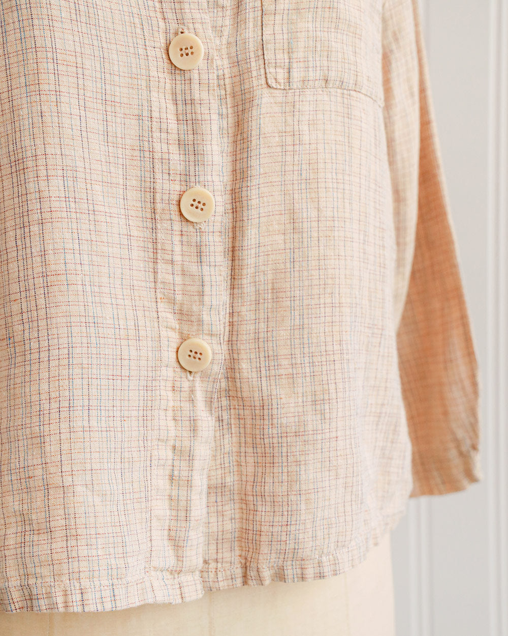 1970s Tan Plaid Cotton Button-Down Shirt