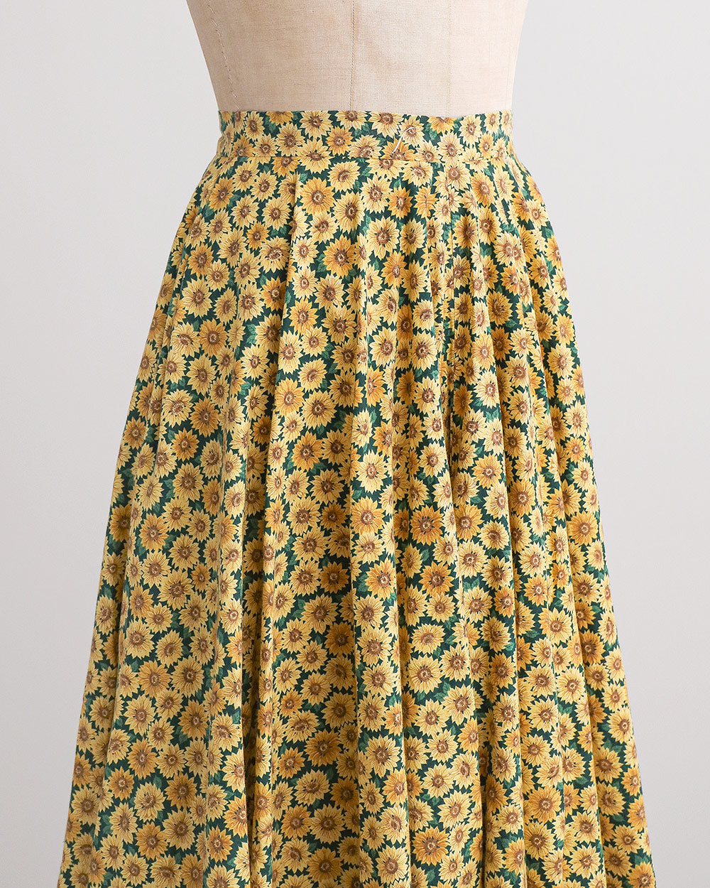 1980s Sunflower Print Cotton Midi Skirt