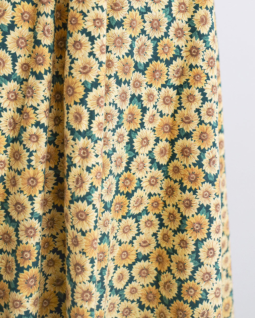 1980s Sunflower Print Cotton Midi Skirt