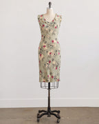 Midi-jurk van rayon met bloemenprint en biais-snit uit de jaren 1990