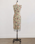 Midi-jurk van rayon met bloemenprint en biais-snit uit de jaren 1990