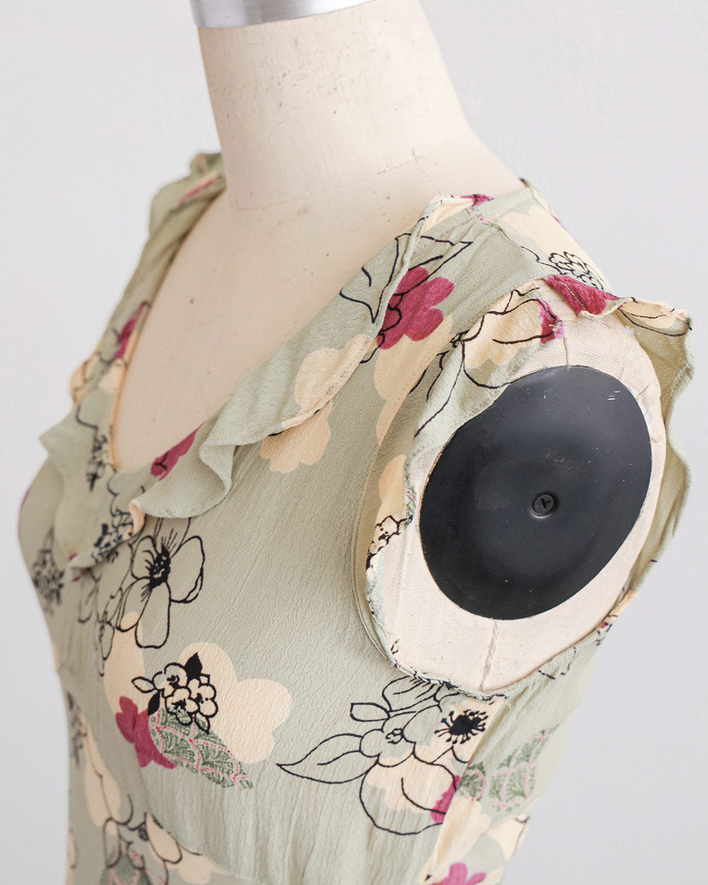 1990s Floral Bias-Cut Rayon Midi Dress