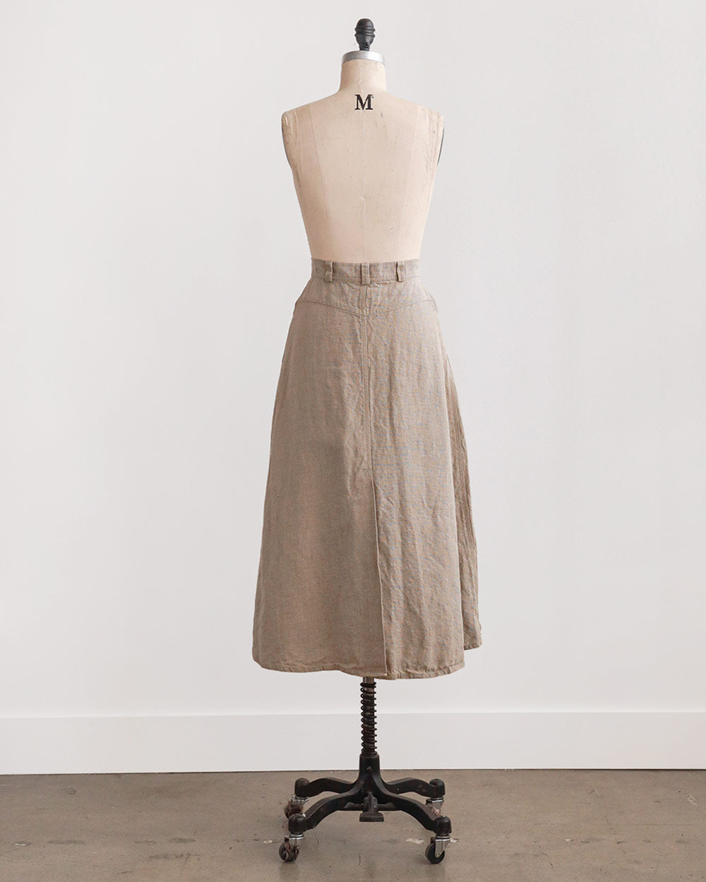 1990s Linen Button-Front Midi Skirt