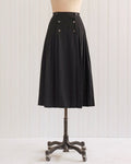 1990s Black Polka Dot A-Line Midi Skirt