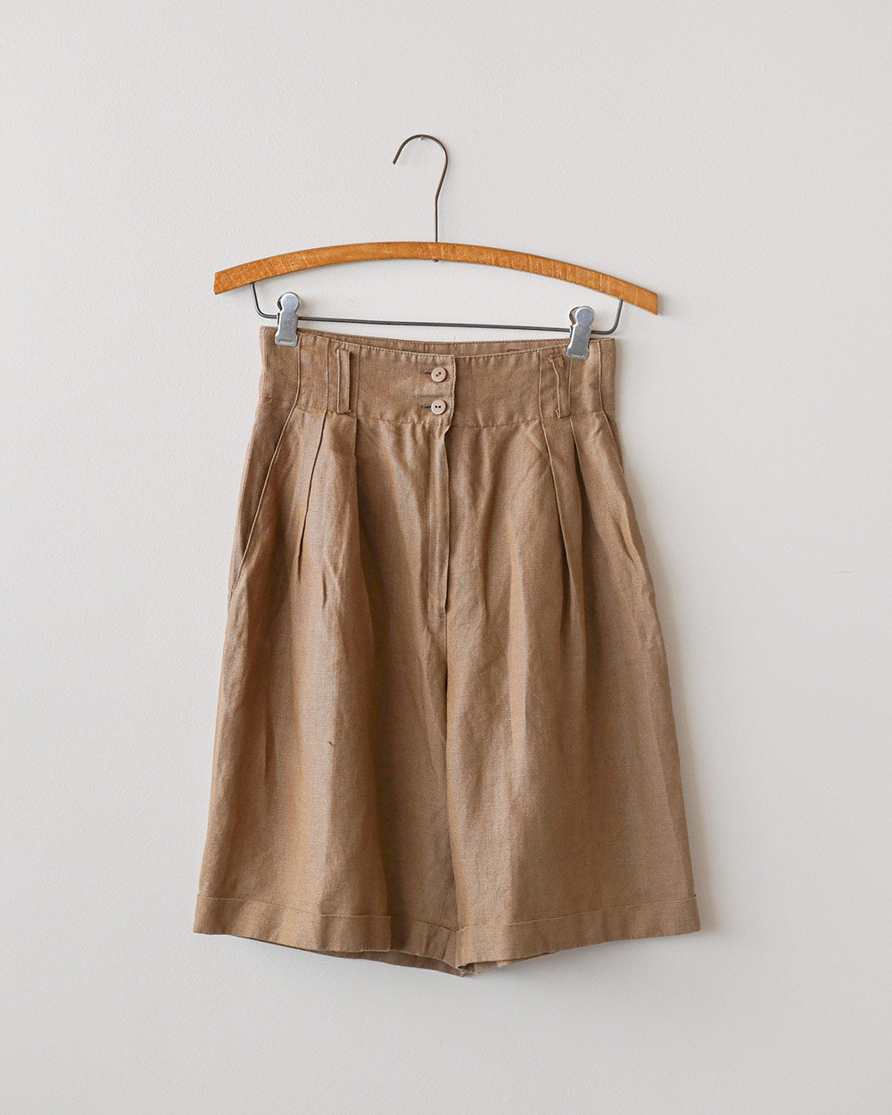 1990s Linen High-Rise Pleated Shorts