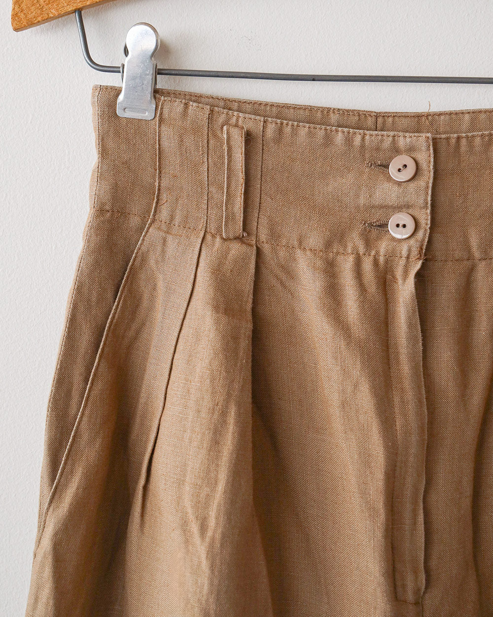 1990s Linen High-Rise Pleated Shorts